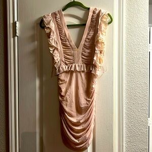 Peach Mini Dress Ruffle-Sleeveless - like new